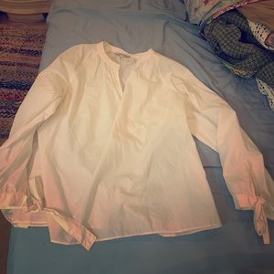 Madewell Top bow sleeve large white